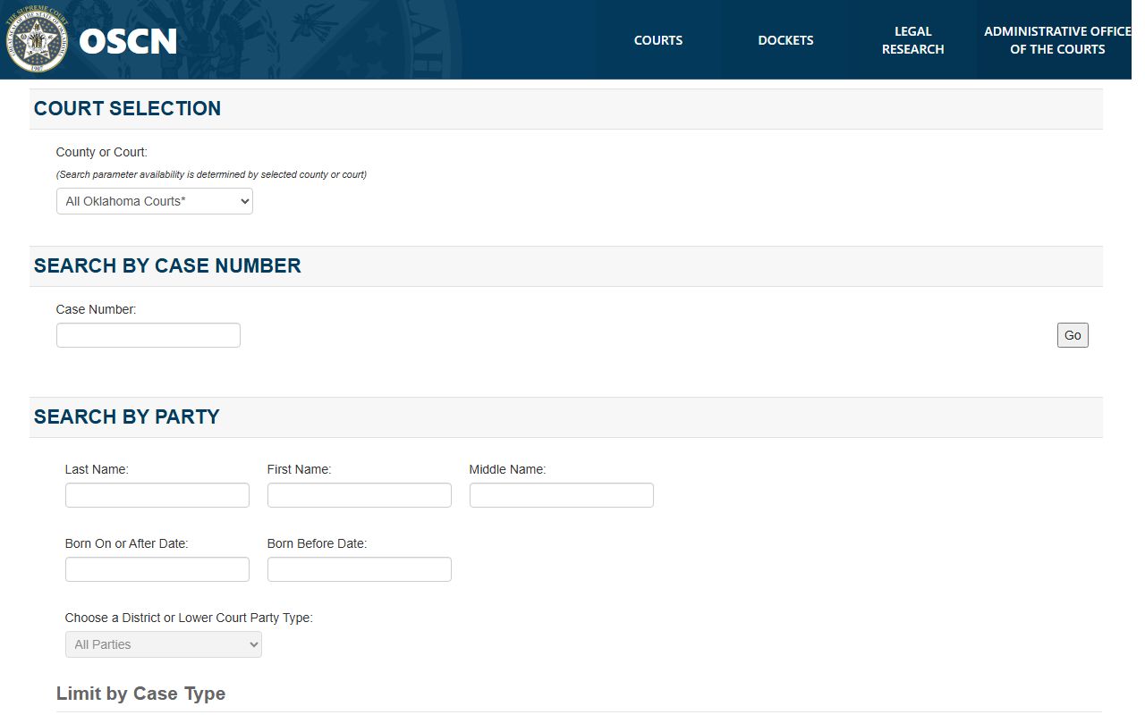 OSCN citation search for Greer County court records