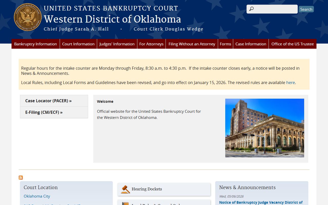 Greer County district court bankruptcy resource, U.S. Bankruptcy Court Western District of Oklahoma