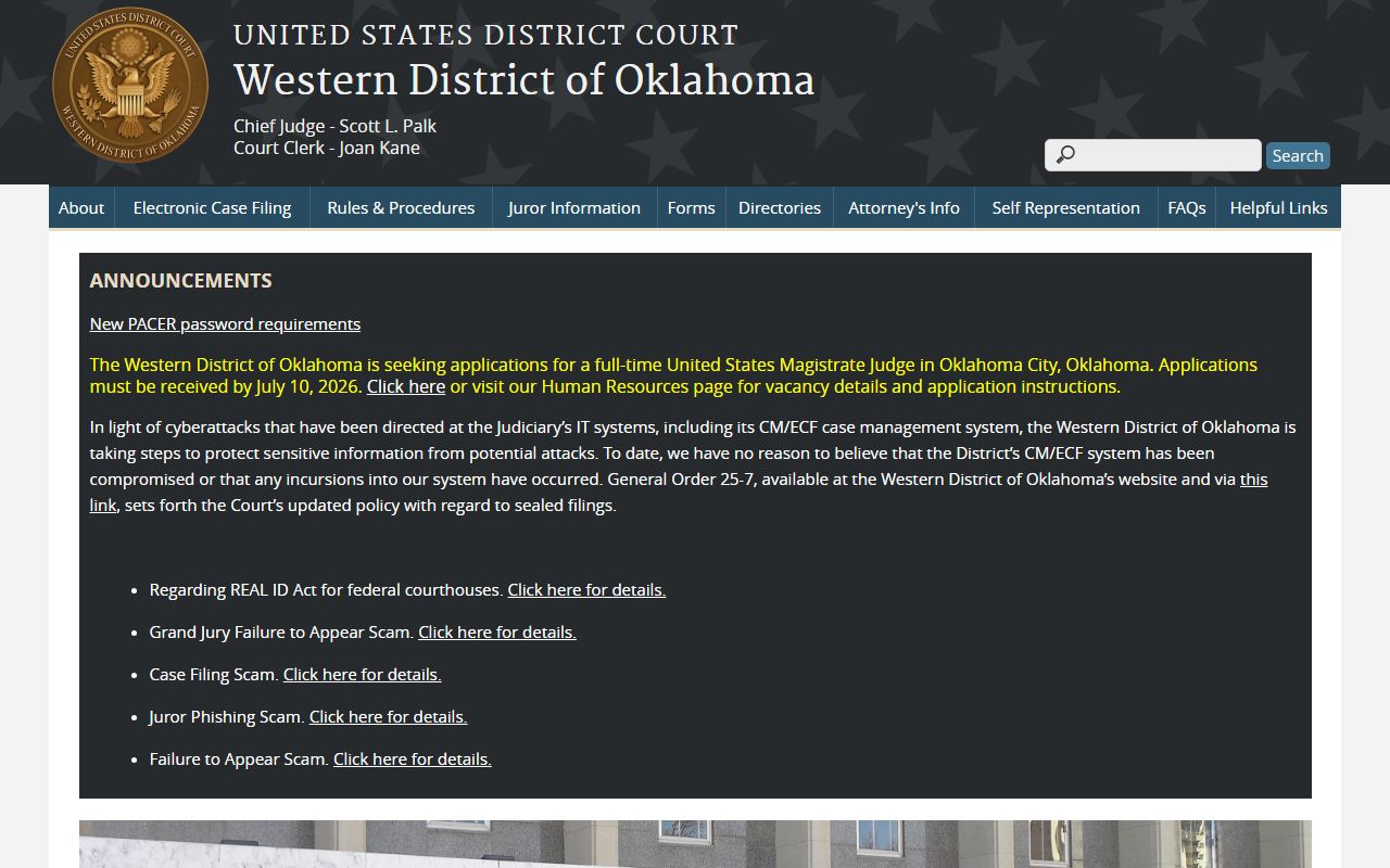 Greer County federal court resource, U.S. District Court for the Western District of Oklahoma