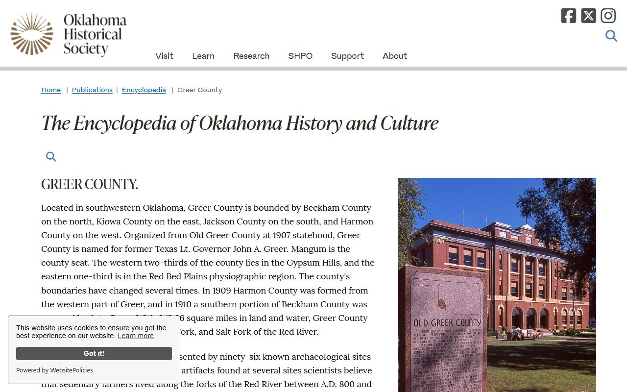 Greer County probate records and courthouse history in Oklahoma